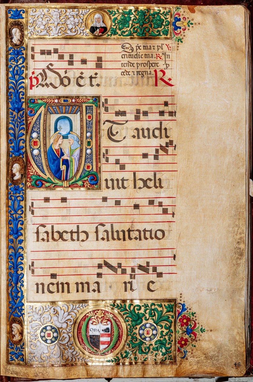 Piccolomini bibliotek: Korbok, torsk. 14.P., ff. 46r med "St. Elizabeth, av Giovanni di Giuliano Boccardi, kjent som Boccardino den eldste. av Unbekannter Künstler