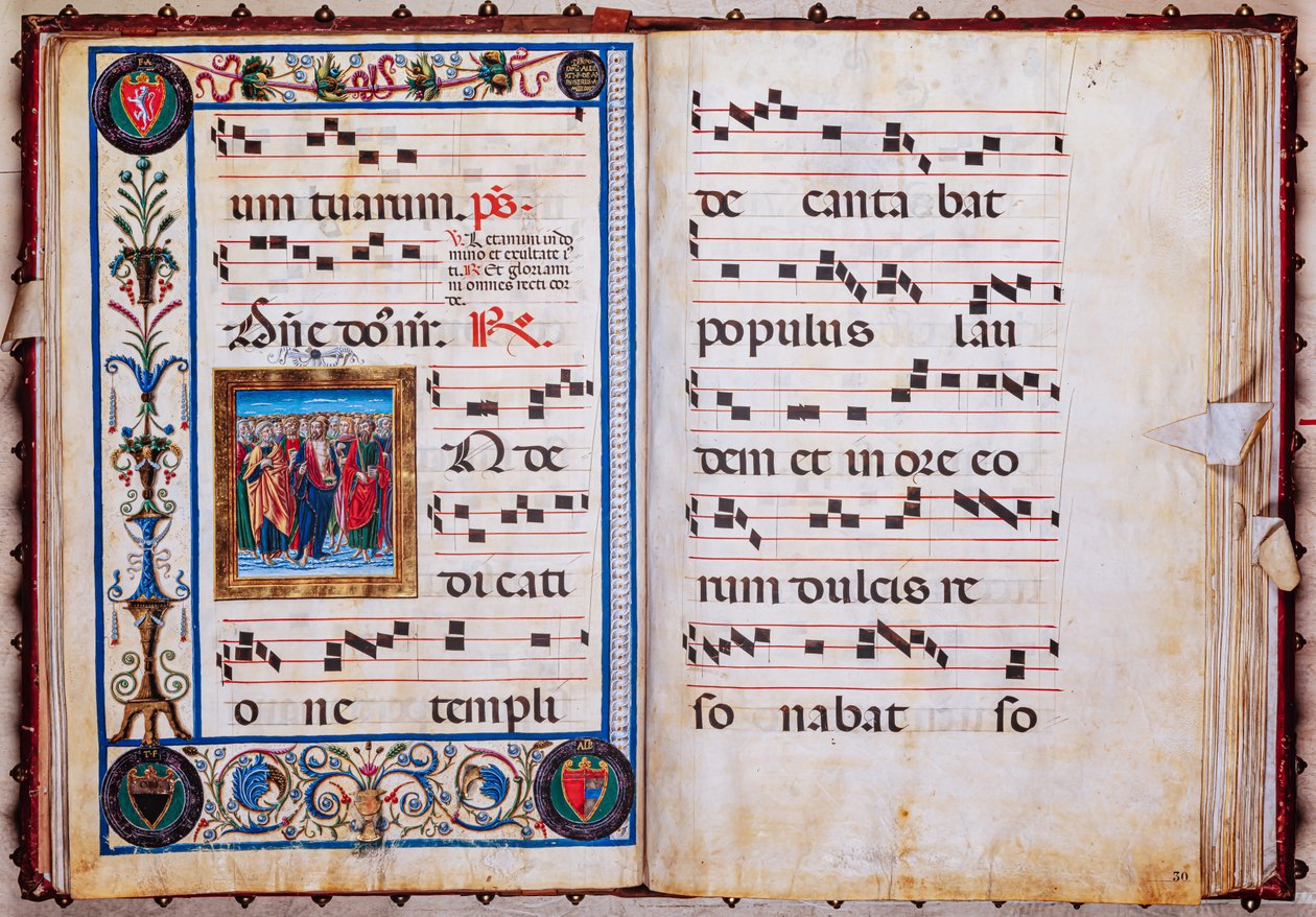 Piccolomini bibliotek: korbok, torsk. 26.R, ff. 29v-30r med "Kristus og alle hellige", av Giovanni di Taldo. av Unbekannter Künstler