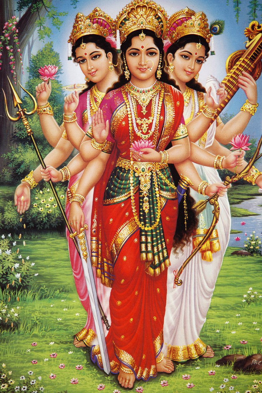Bilde av hinduistiske gudinner Parvati, Lakshmi og Saraswati India av Unbekannt