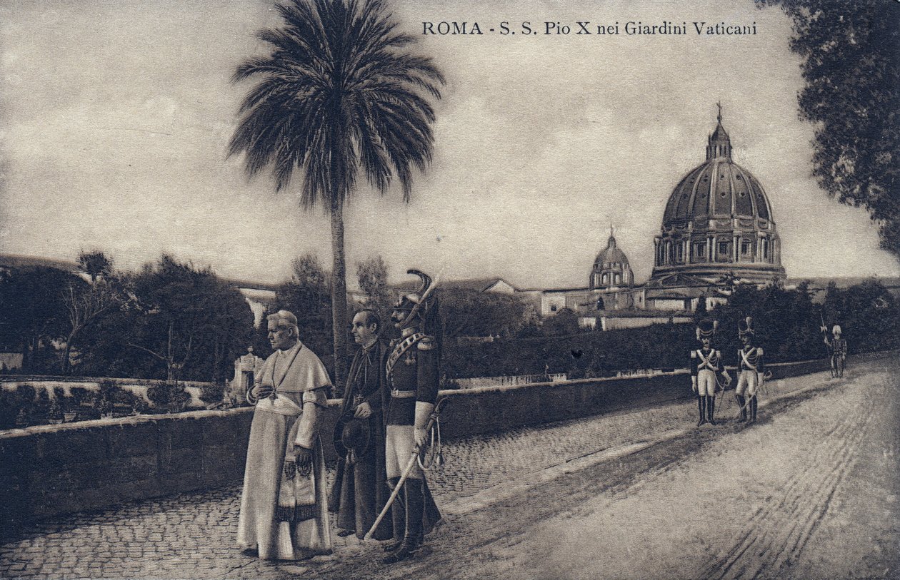 Pave Pius X (1835-1914) går gjennom gatene i Roma - Postkort 1903-1914 av William M. Timlin