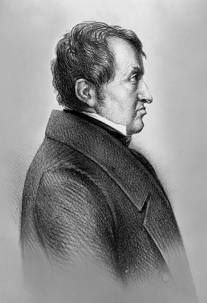 Portrett av Andre-Marie Ampere (1775-1836), fransk fysiker, matematiker og en av grunnleggerne av vitenskapen om klassisk elektromagnetisme av William M. Timlin