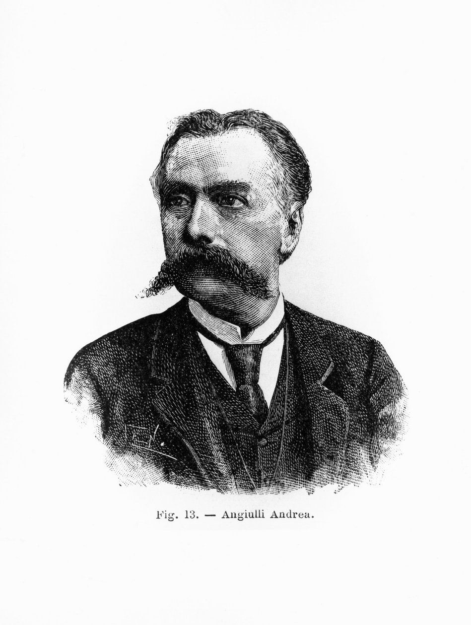 Portrett av Andrea Angiulli (1837-1890), italiensk filosof og pedagog, gravering av J.B. and Brown J. Rowbotham
