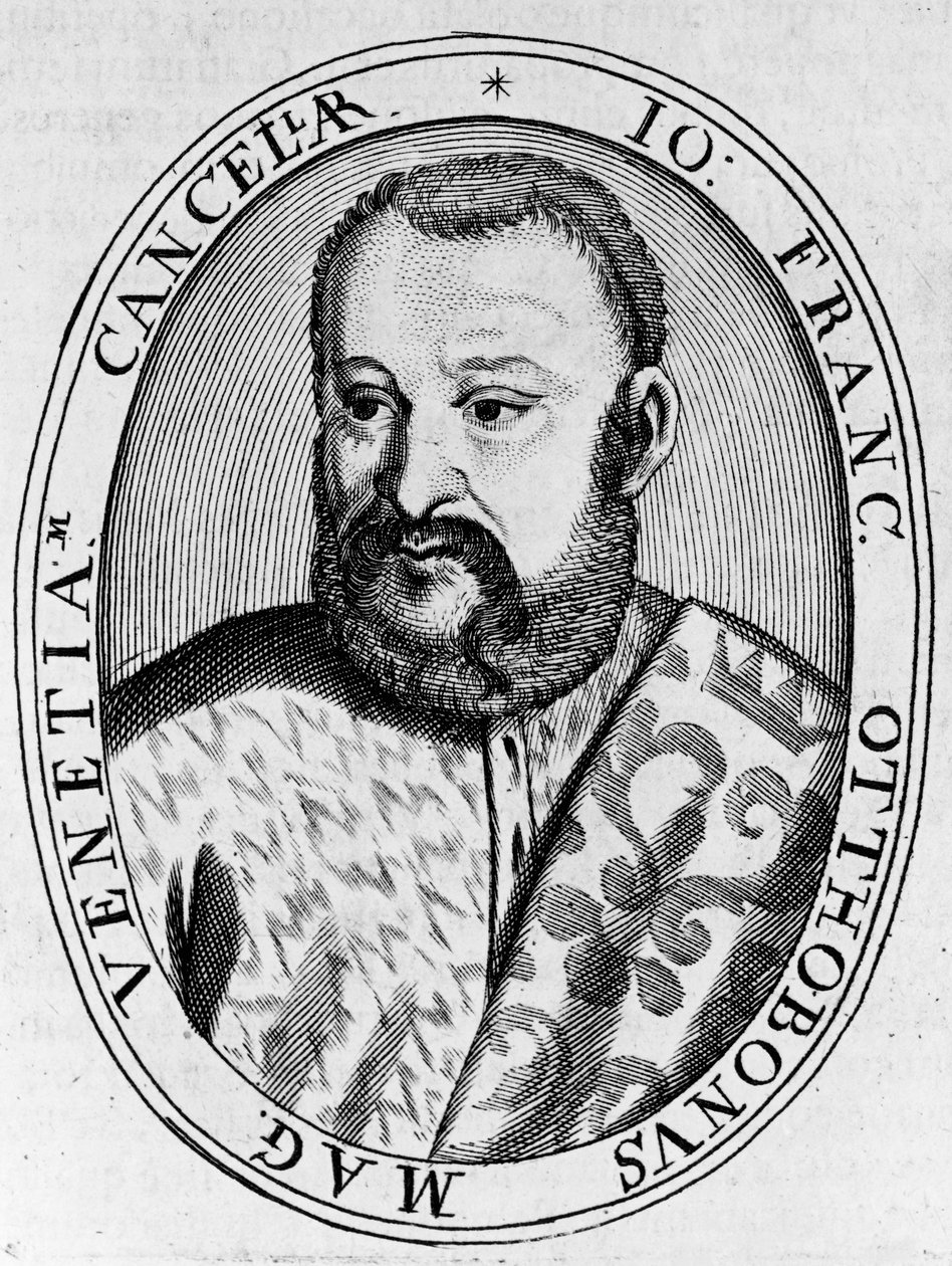 Portrett av Francesco Ottoboni (1500-tallet), storkansler i Venezia, gravering av William M. Timlin