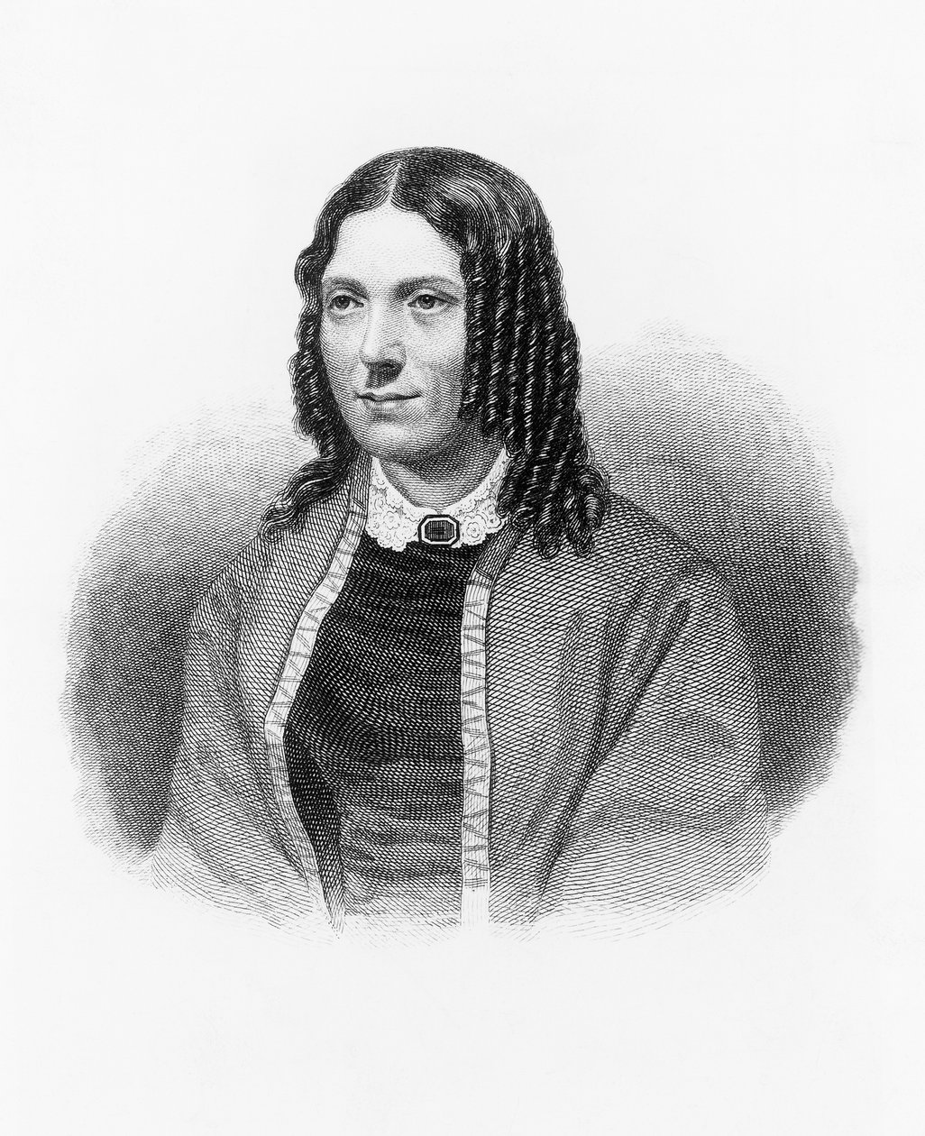 Portrett av Harriet Beecher Stowe (1811-1896) (gravering) av Benjamin Baud