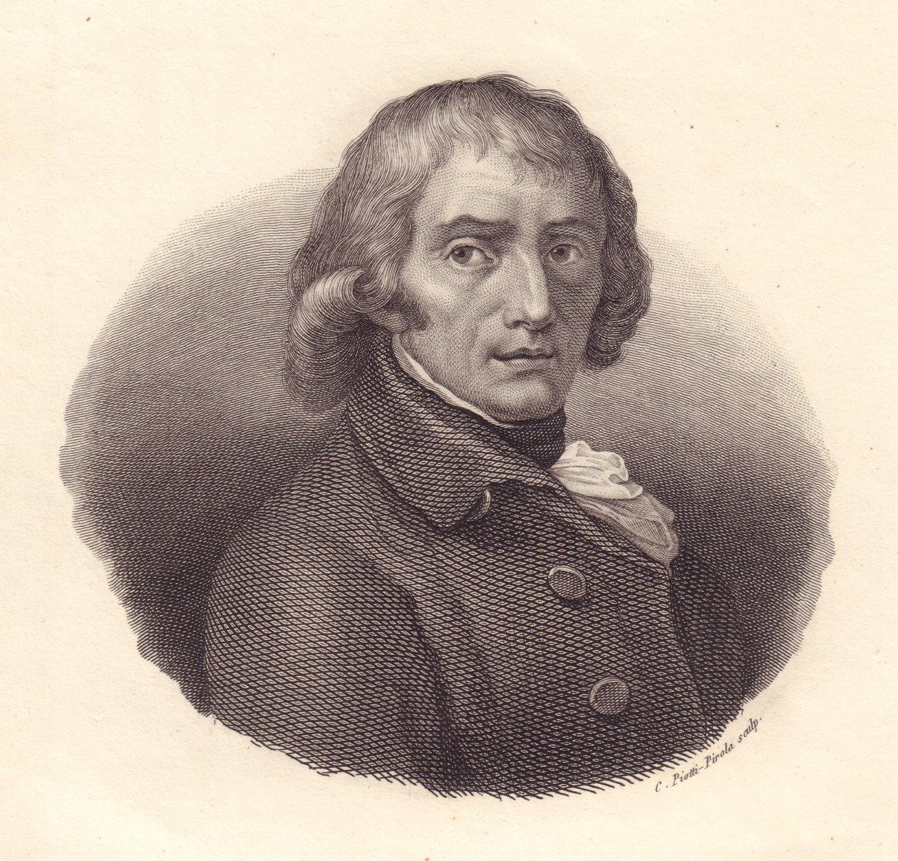Portrett av den italienske poeten Giuseppe Parini (1729-1799), kobberstikk av Piotti fra tegning av Andrea Appiani av William M. Timlin