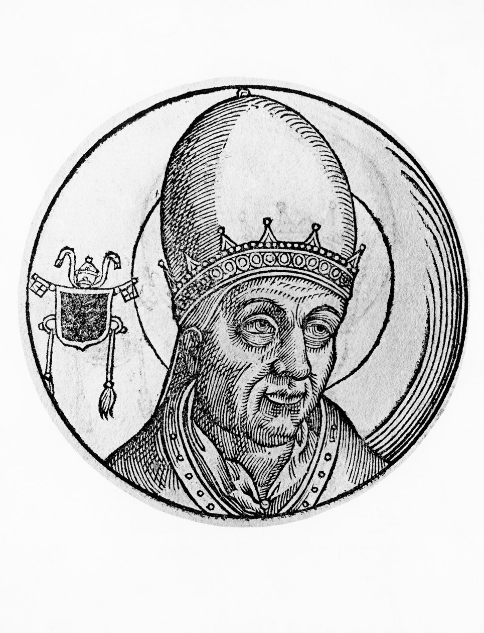 Portrett av Johannes III (død 574), 61. pave av den katolske kirke fra 561, gravering av William M. Timlin