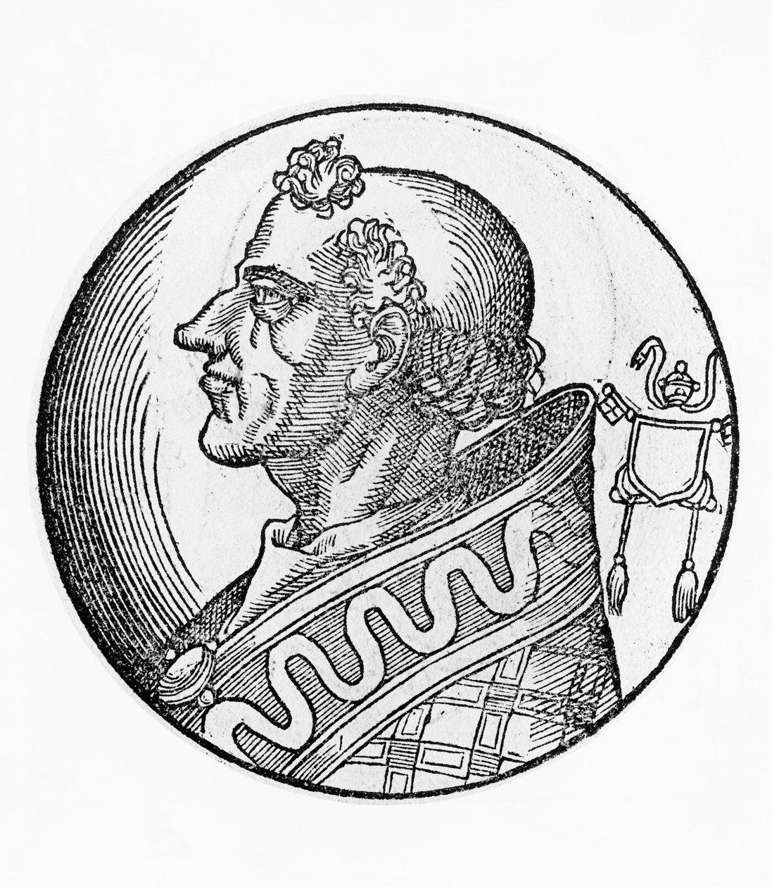 Portrett av Johannes II (Mercurius av Projectus, død 535), 56. pave av den katolske kirke fra 533, gravering av William M. Timlin