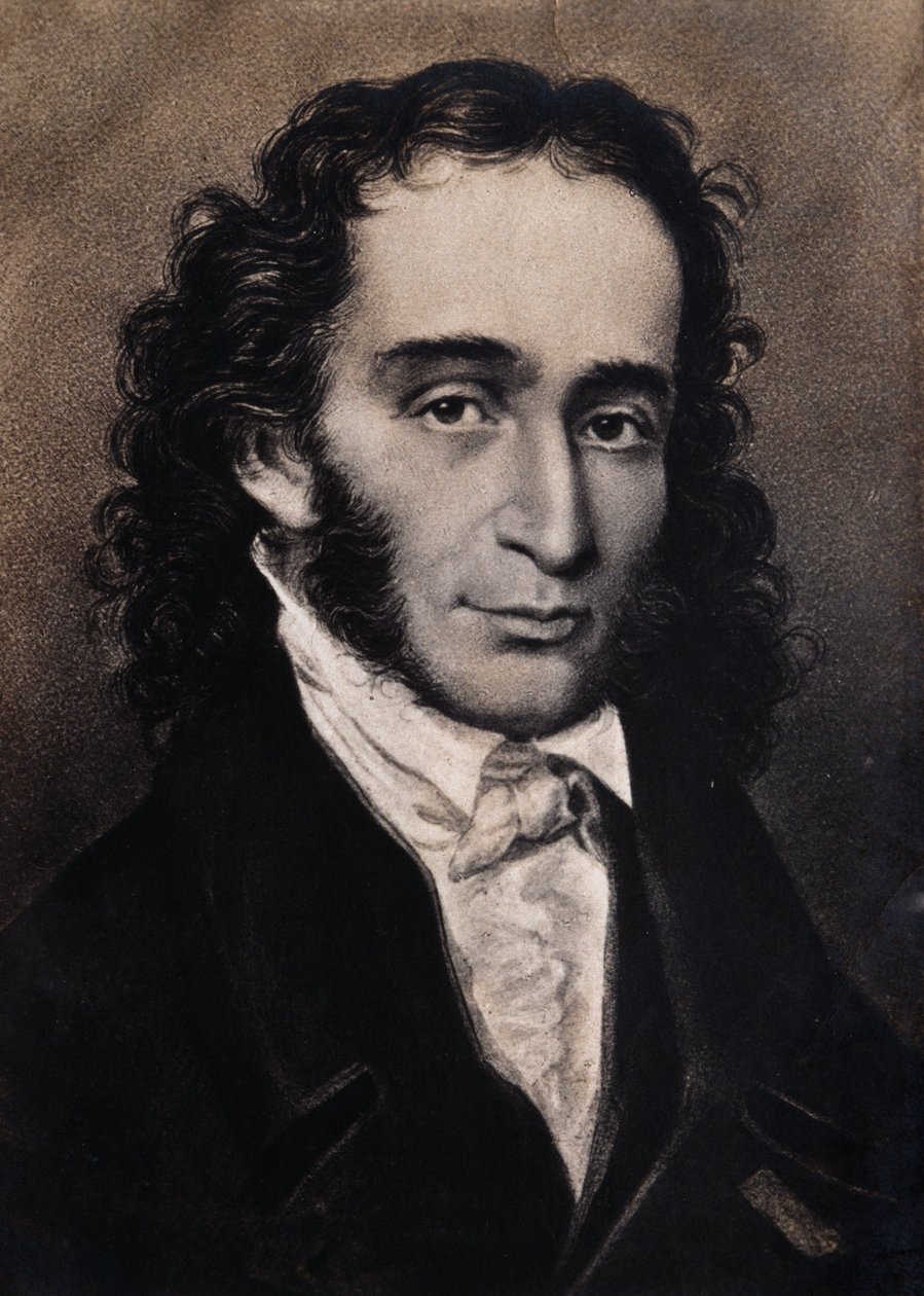 Portrett av Niccolo Paganini (gravering) av Unbekannter Künstler