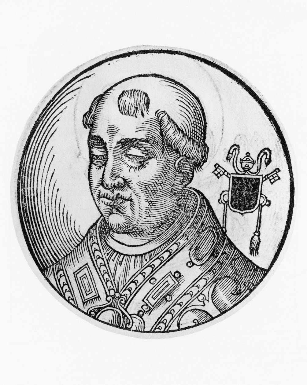 Portrett av Saint Agatho (575-681), 79. pave av den katolske kirke fra 678, gravering av William M. Timlin