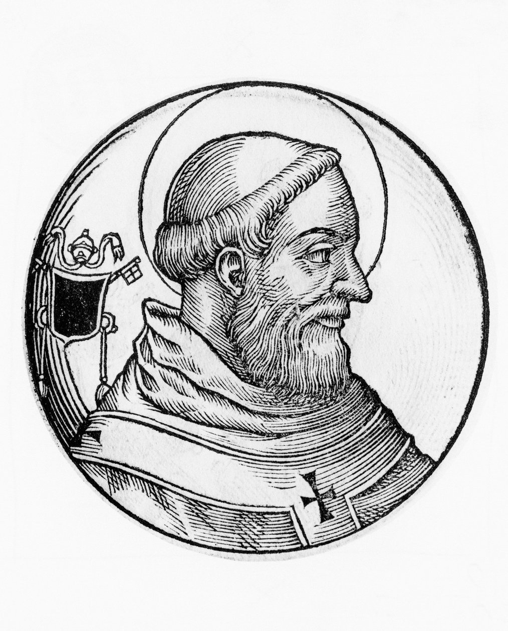 Portrett av Saint Leo II (død 683), 80. pave av den katolske kirke fra 682, gravering av William M. Timlin