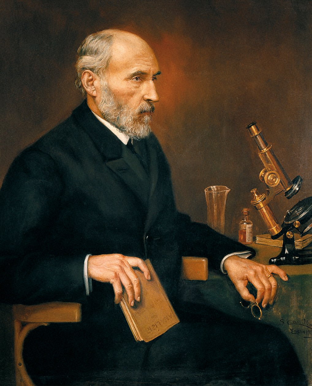 Portrett av Santiago Ramon y Cajal (1852-1934), spansk legefar til nevrovitenskapen av Unbekannter Künstler