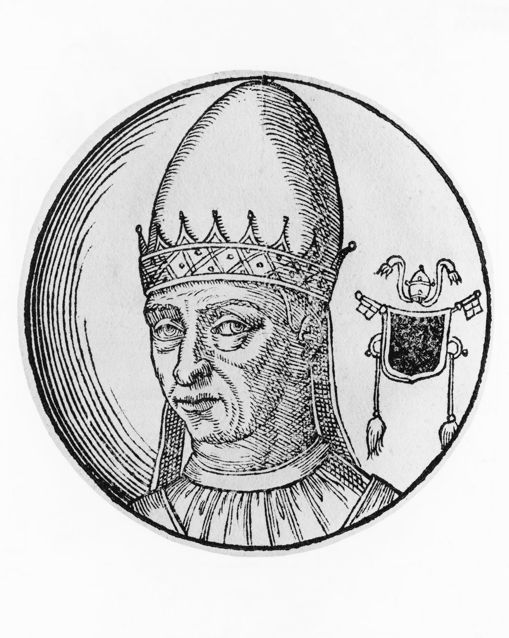 Portrett av Stephen III, eller IV (720-772), 94. pave av den katolske kirke fra 768, gravering av William M. Timlin