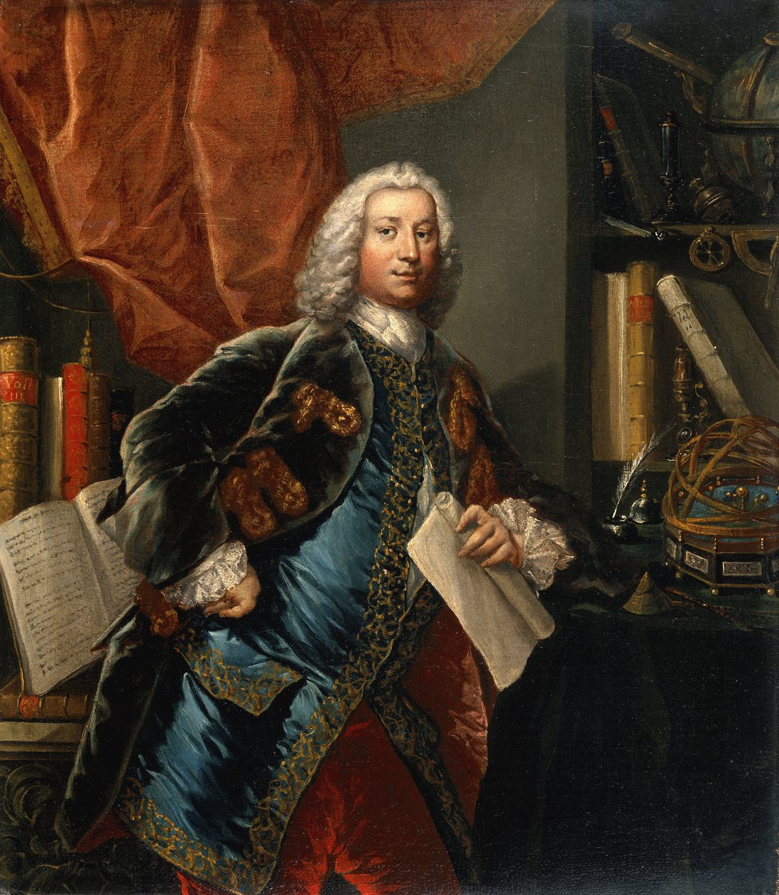 Portrett av en gentleman i hans studie med vitenskapelige instrumenter, ca 1750 av Unbekannter Künstler