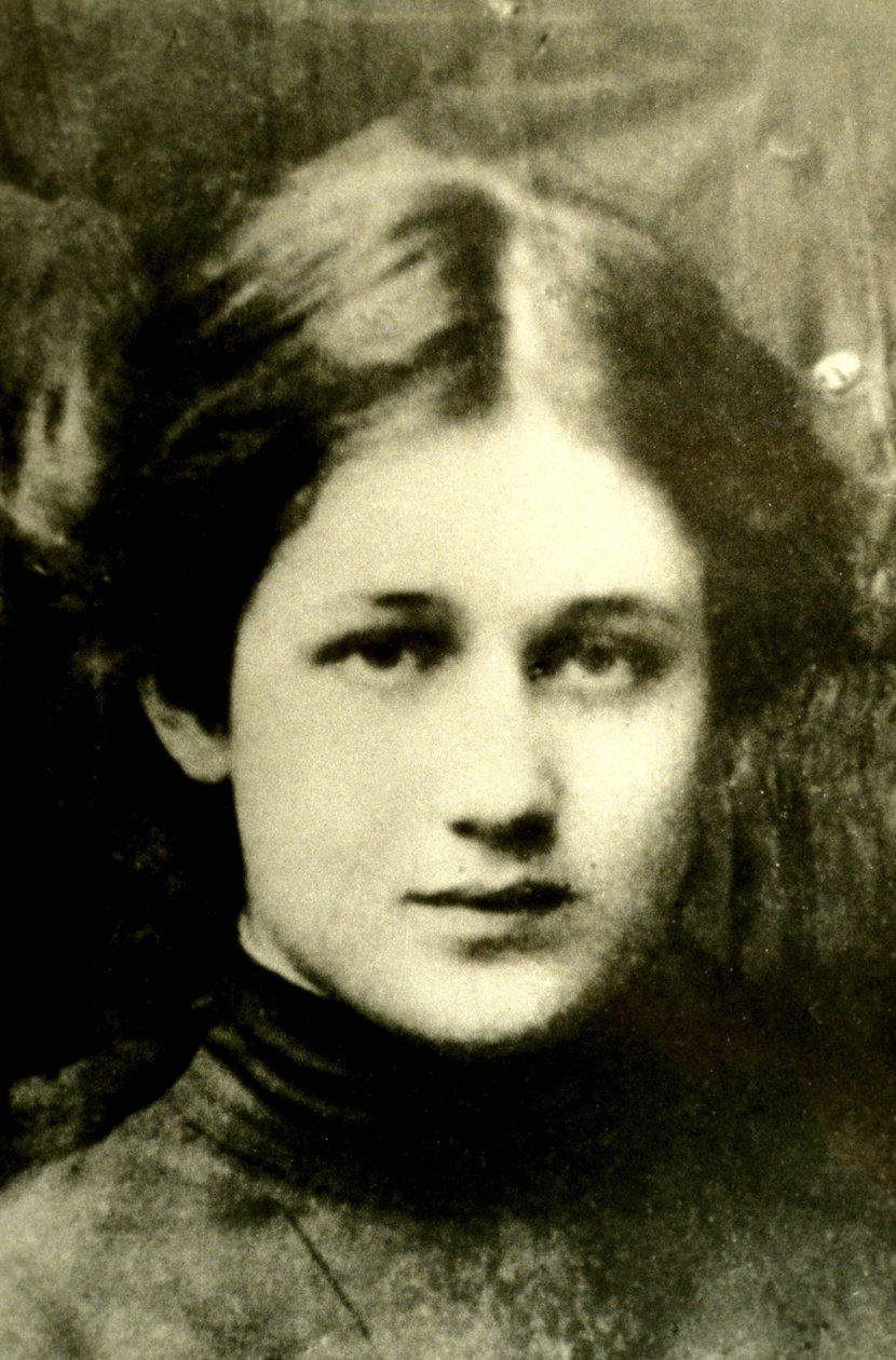 Portrett av den russiske poeten Ana Akhmatova (1889-1966). av Unbekannt