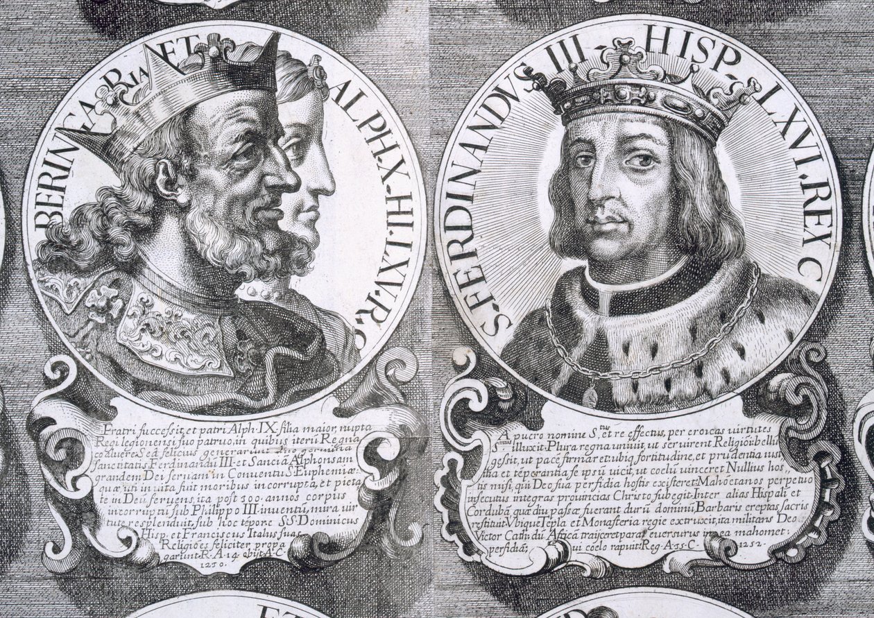 Portretter av Berengaria av Castilla og Ferdinand III av Castilla (litho) av Unbekannt