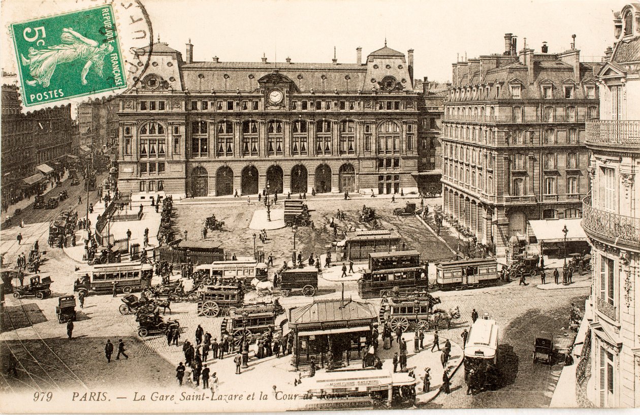 Postkort/Gare Saint Lazare/Paris/Seine/Ile de France/Frankrike av William M. Timlin