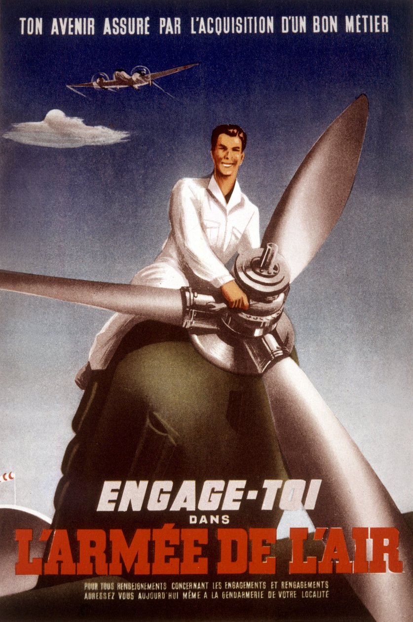 Plakat for fransk luftvåpen for å oppmuntre unge mennesker til å bli med i hæren, ca. 1960 av Unbekannt