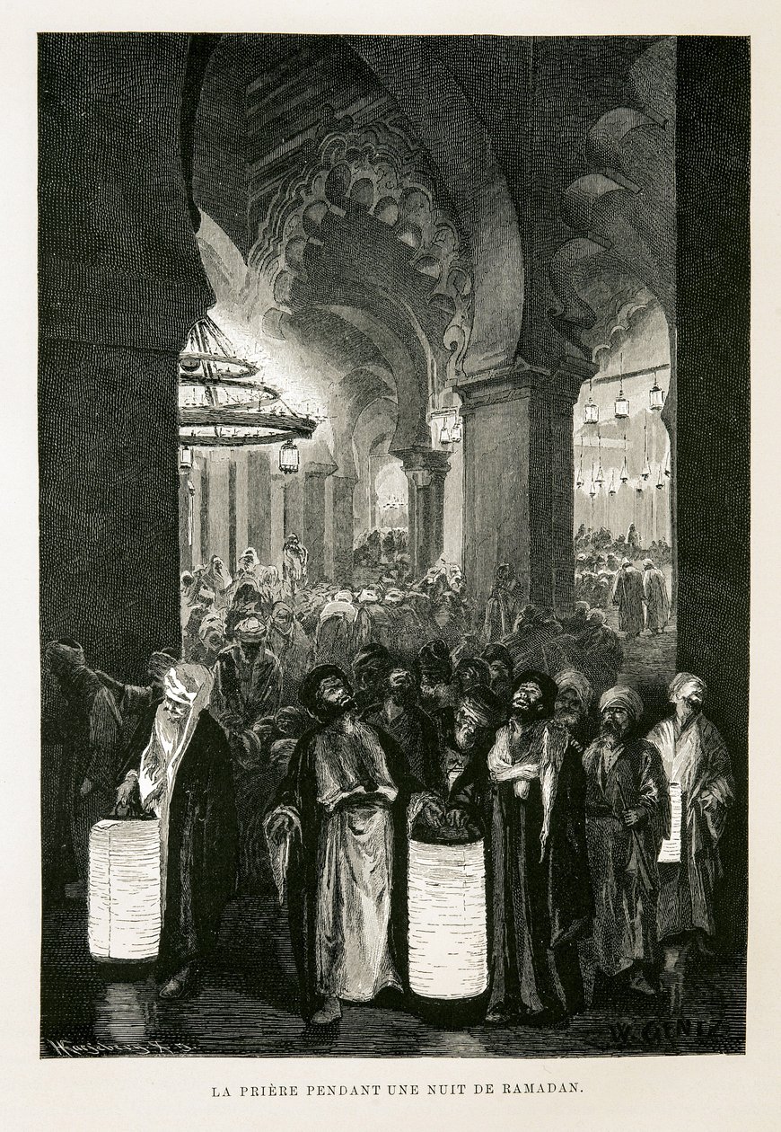 Bønn under en natt i Ramadan - Illustrasjon fra Atlas of Egypt av Unbekannter Künstler