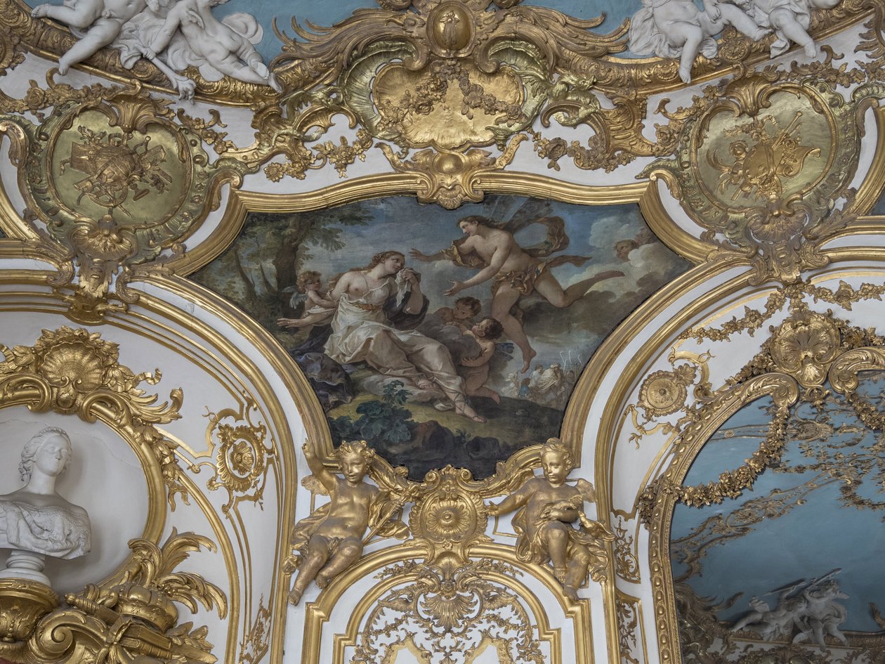 Psyche samlet av Zephyr. Maleri av Charles Joseph Natoire (1700-1777) av Unbekannt