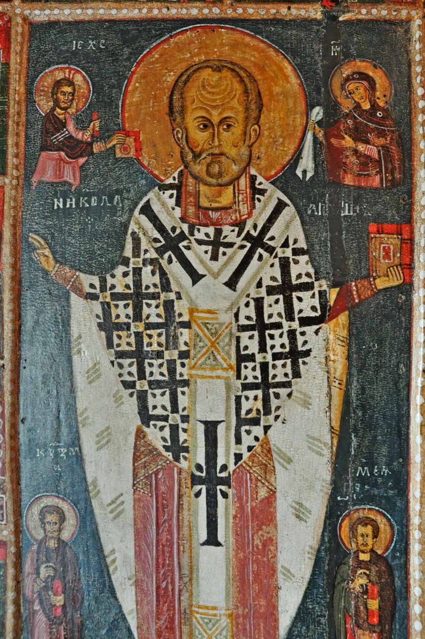 RUSSLAND, St Petersburg, St Nicholas Ikon med scener fra livet hans (Church of St Nicholas i Ozerevo av Unbekannter Künstler