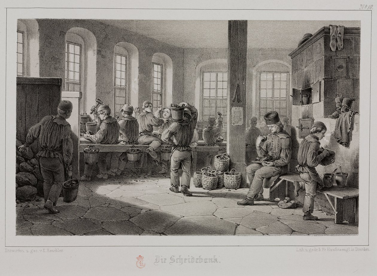 Råmaterialebehandling, metallurgibearbeiding av metallmalm, Tyskland, ca 1851 av Unbekannt