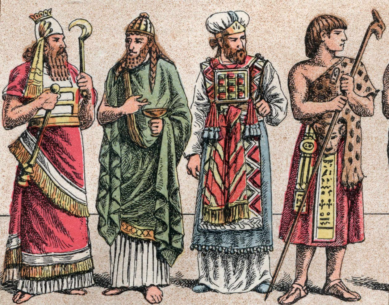 Religiøse drakter i antikken (farge litho) av Unbekannt