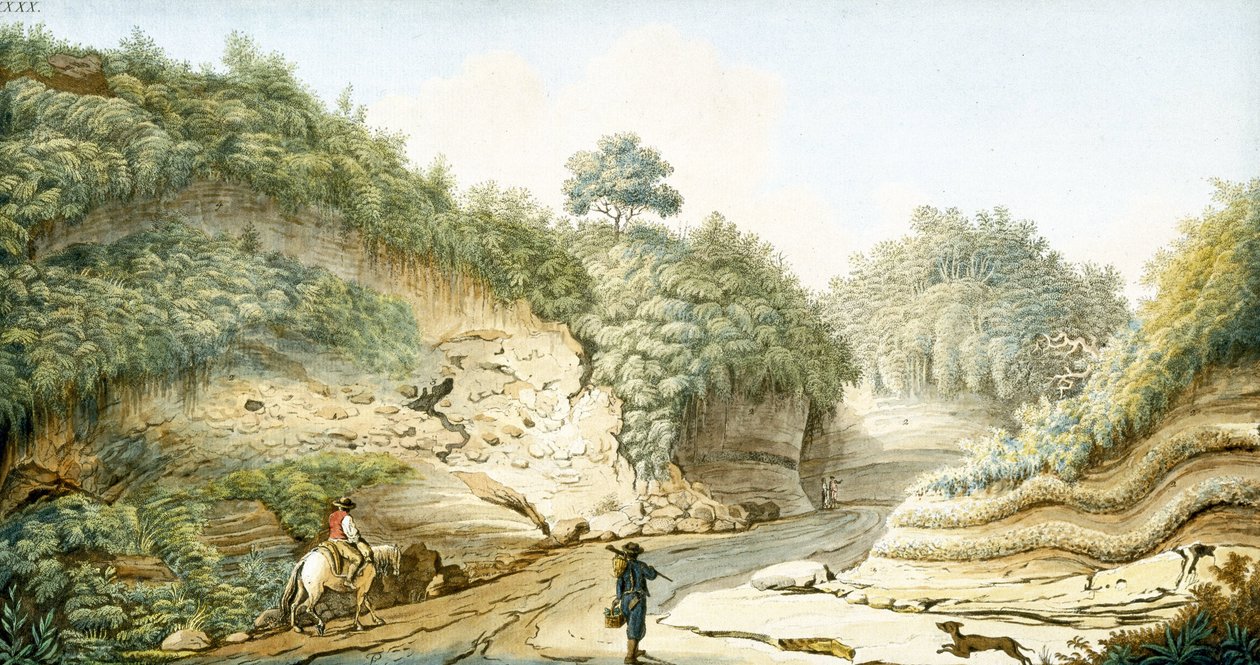 Vei som fører fra grotten til Pausilipo til Pianura, kongeriket Napoli, ca 1767 av Unbekannter Künstler