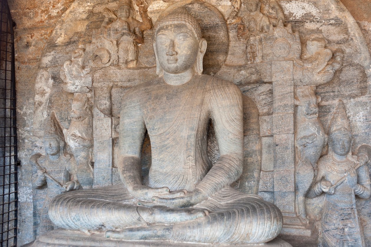 Bergrelieff av Buddha i en meditasjonsstilling; Gal Vihara-tempelet; Polonnaruwa; Sri Lanka; Asia av Unbekannt
