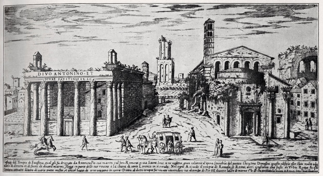 Forum Romanum 1500-tallet (gravering) av Unbekannter Künstler