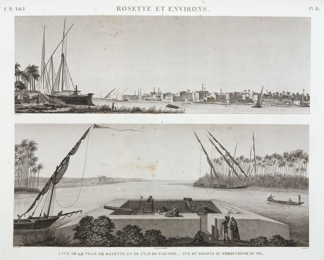 Rosetta og munningen av Nilen, Egypt, ca 1798 av Unbekannt