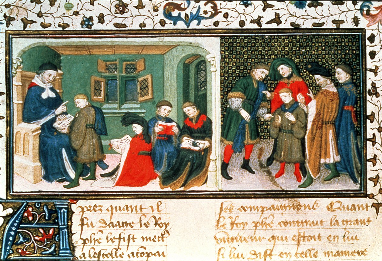 Roy 17 E III f.209r Master and pupils, from 