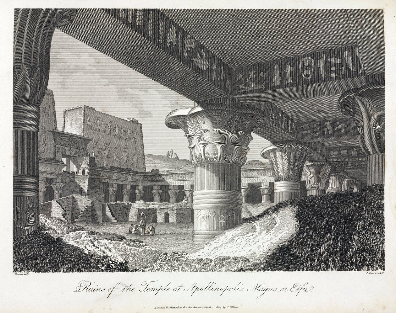 Ruinene av tempelet til Apollinopolis Magna ved Edfu (nåværende Tell El Balamoun, Egypt) (opprinnelig et tempel dedikert til Horus, bygget mellom 237 og 57 f.Kr.) av Unbekannt