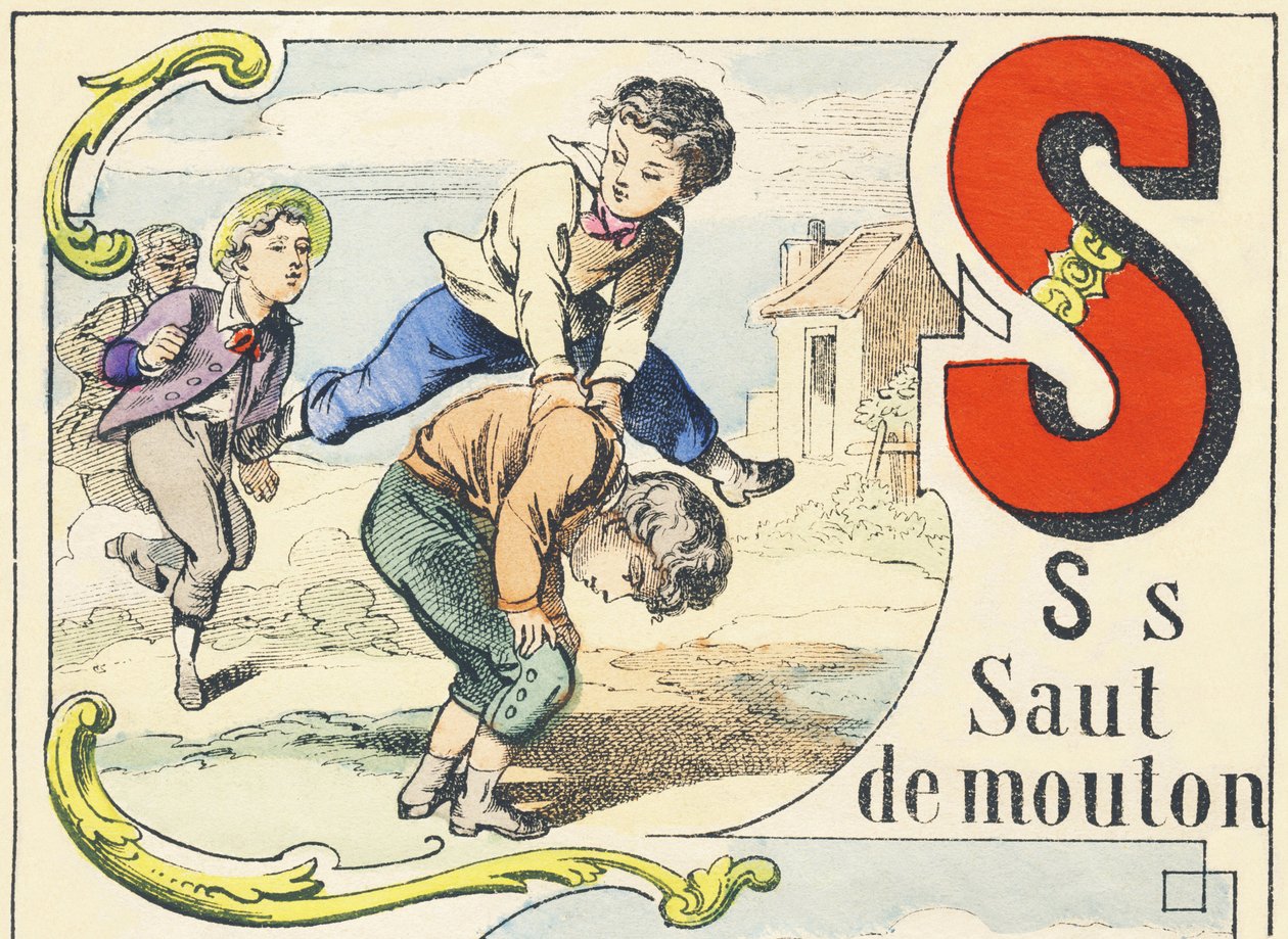 S: leapfrog - Games Alphabet, ca. 1890 (illustrasjon) av Unbekannt