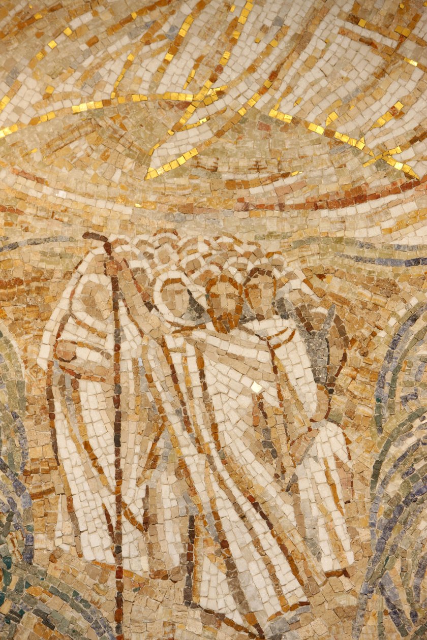 Saint-Maurice klosterbasilika, mosaikk av Madeleine DienerMoses og hebreerne som krysser Rødehavet, Saint-Maurice, Suisse av Unbekannt