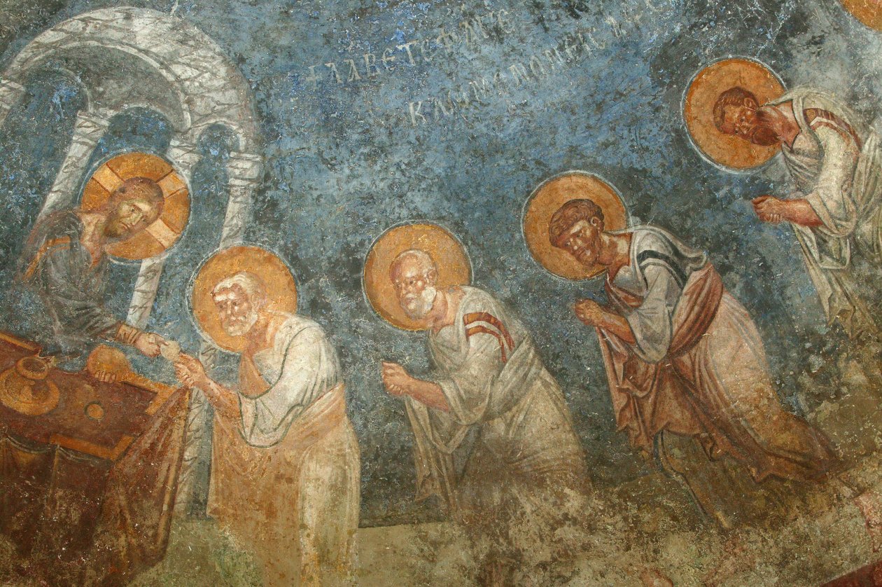 Sankt Nikolas kirkefreskomaleri: Jesus med apostlene Myra Turquie av Unbekannt