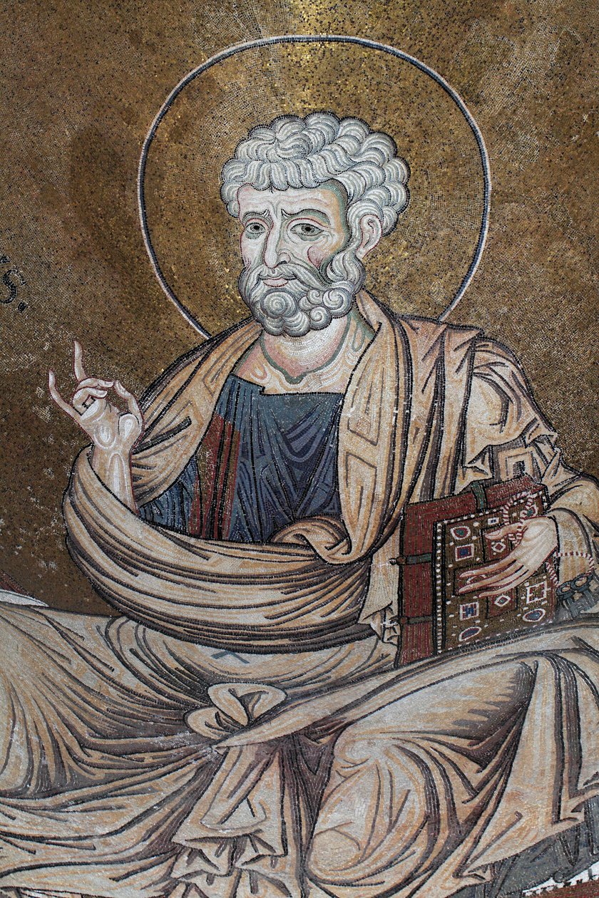 Saint Peter Mosaic inne i katedralen Santa Maria Nuova 1100-tallet Monreale, Sicilia av William M. Timlin