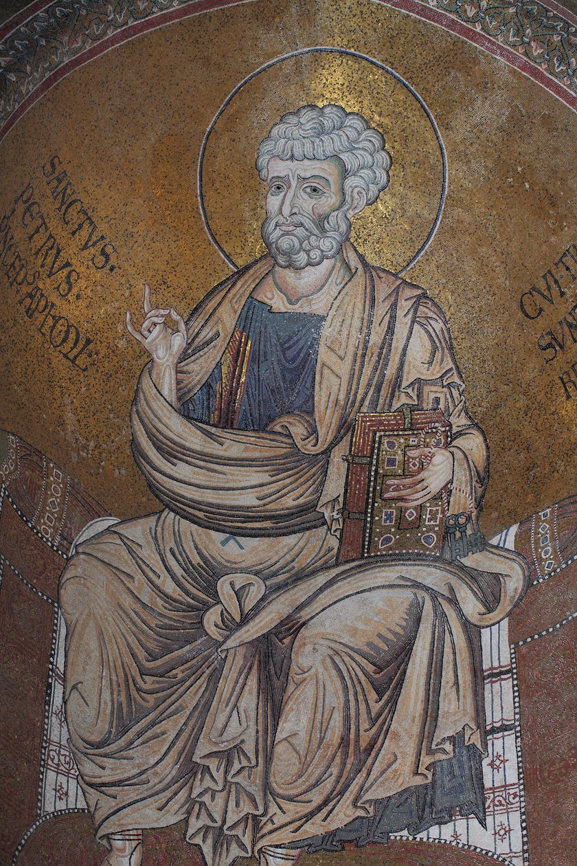 Saint Peter Mosaic inne i katedralen Santa Maria Nuova 1100-tallet Monreale, Sicilia av William M. Timlin