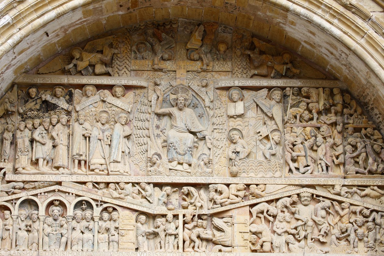 Sainte Foy klosterkirke tympanum: Kristus i ære og siste dom, Conques, Frankrike av Unbekannt