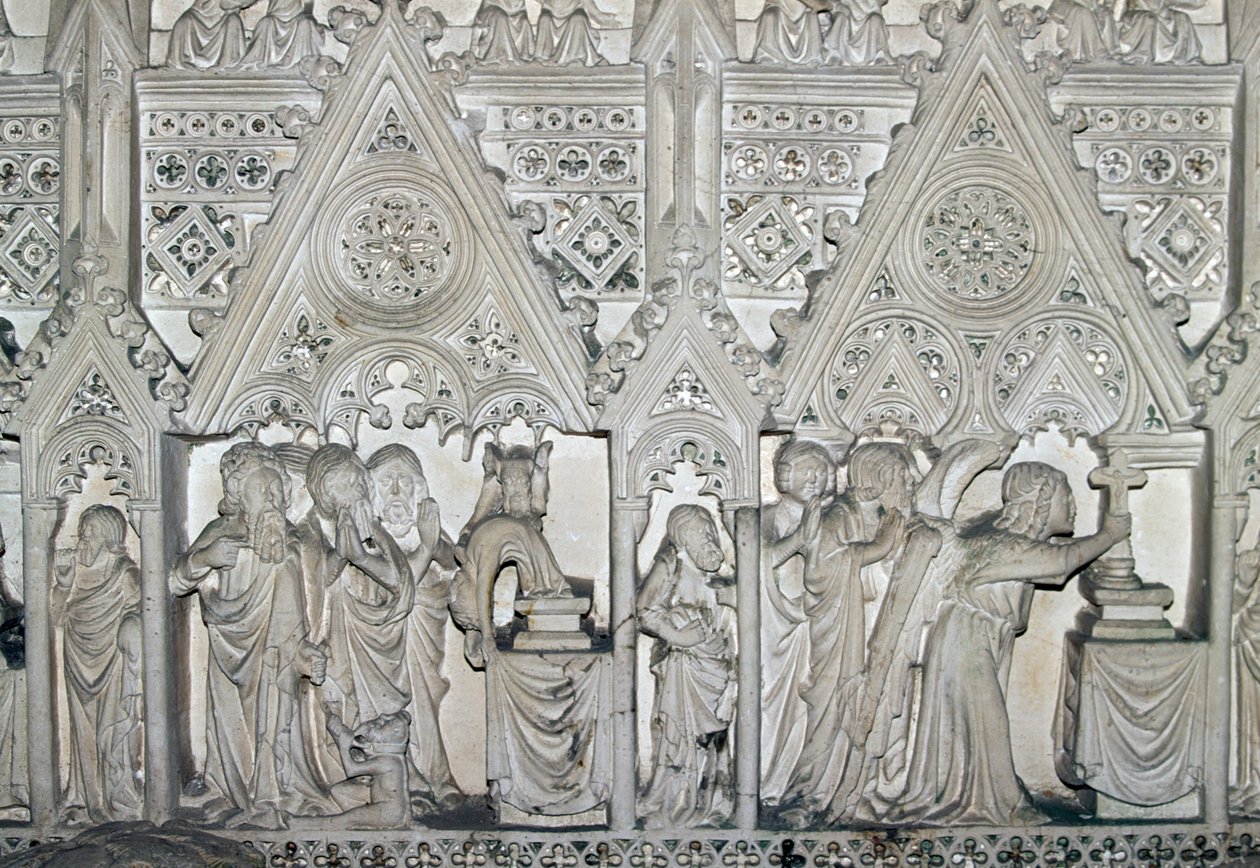 Sarkofag av Pedro I (1320-1367) med scener fra livet til St Bartholomew, kirken i Alcobaca kloster (UNESCOs verdensarvliste av Benjamin Baud