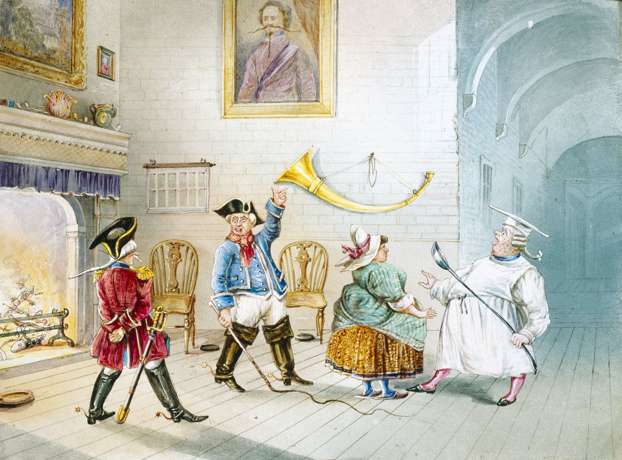 Scene fra Baron Munchausen (Munchhausen), ca 1850 av Unbekannter Künstler