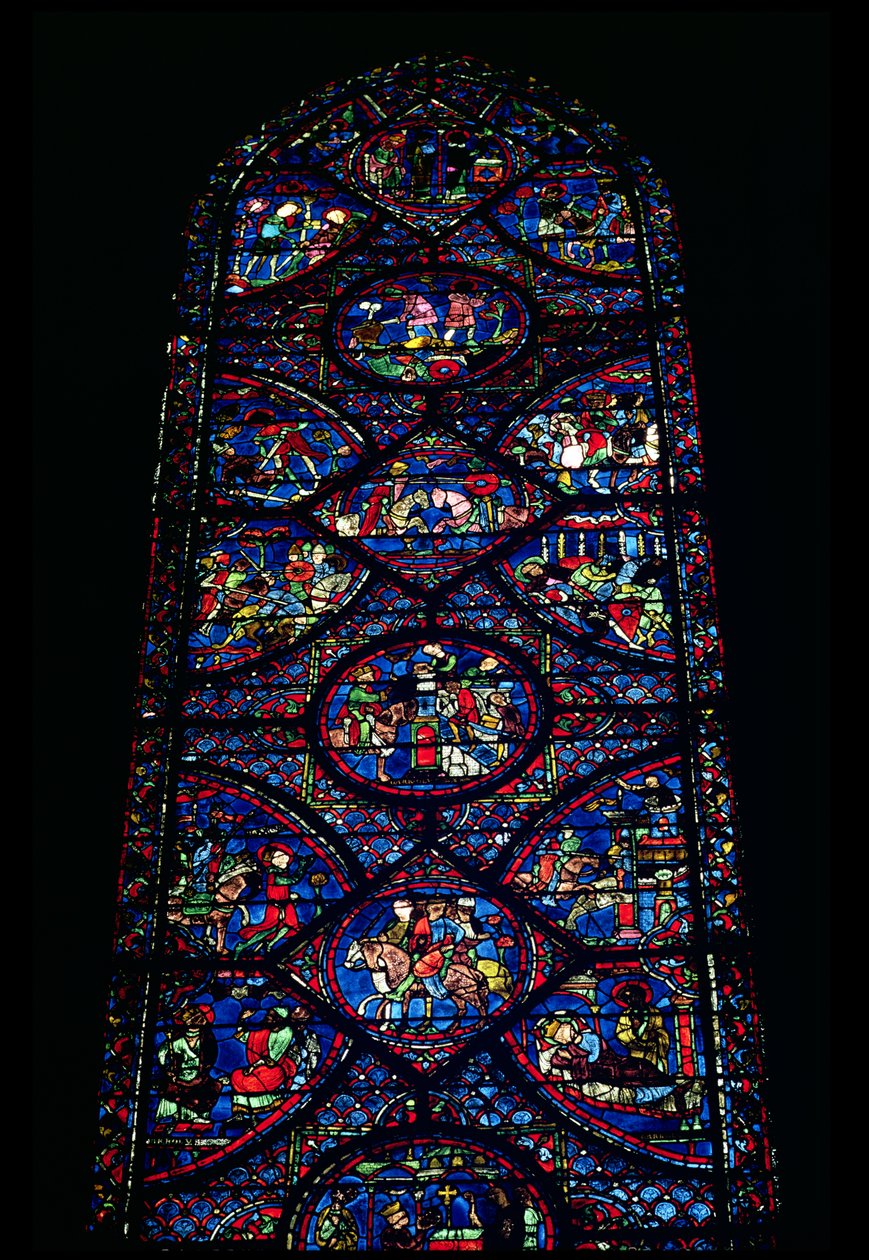 Scener fra Karl den Stores liv (747-814) fra ambulatoriet, ca. 1215-35 (farget glass) (se også 98071) av Unbekannt