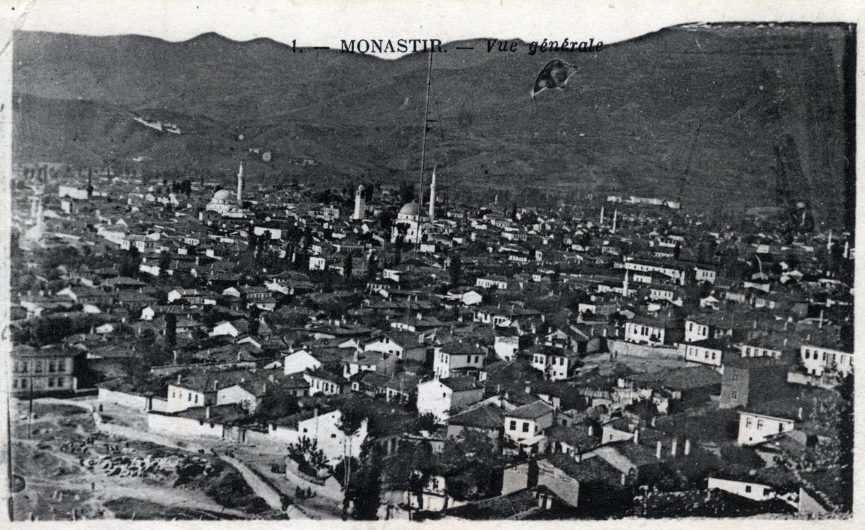 Serbia, Monastir: generell utsikt over byen, Monastir kalles desormais Bitola og ligger i Macedoine - Postkort 1914-1918 av William M. Timlin