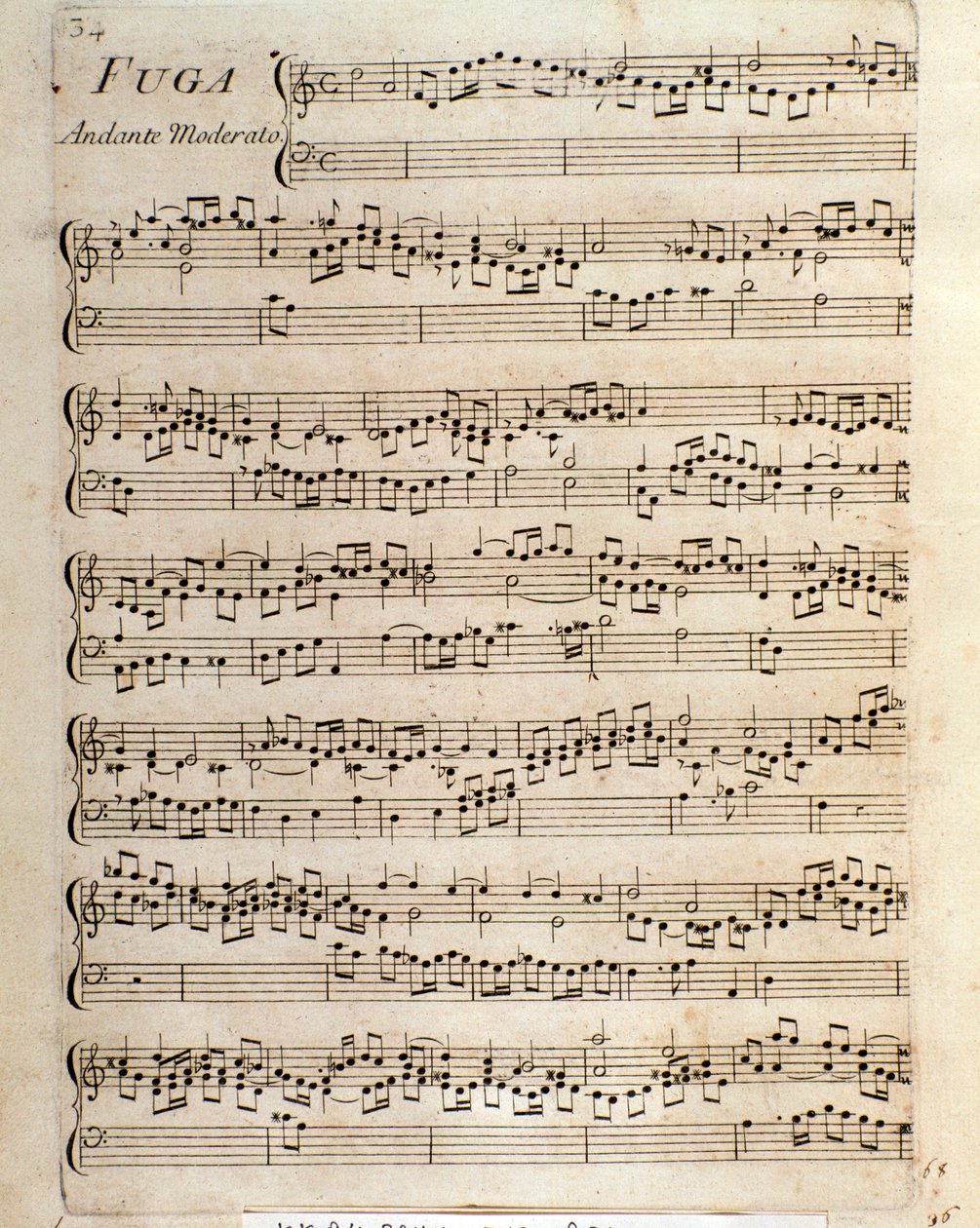 Noter for Fugue in Pieces for cembalo av Domenico Scarlatti av Unbekannter Künstler