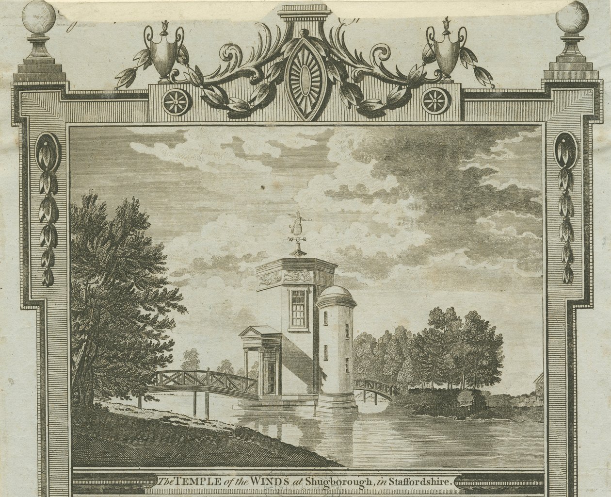Shugborough - Vindenes tempel: gravering, nd [c 1770] av Unbekannt