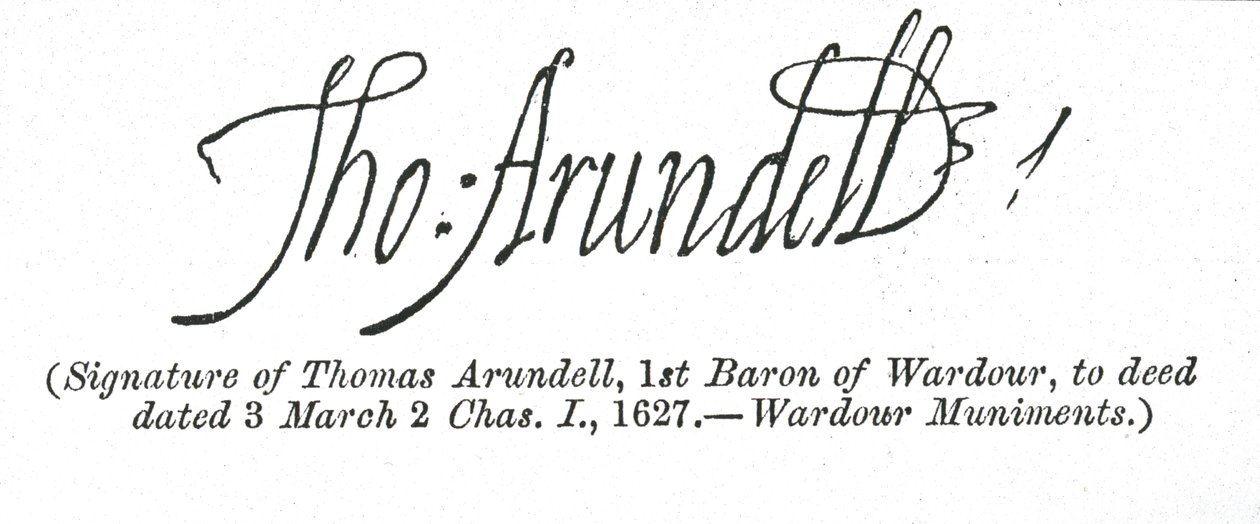 Signatur av Thomas Arundell av Unbekannt