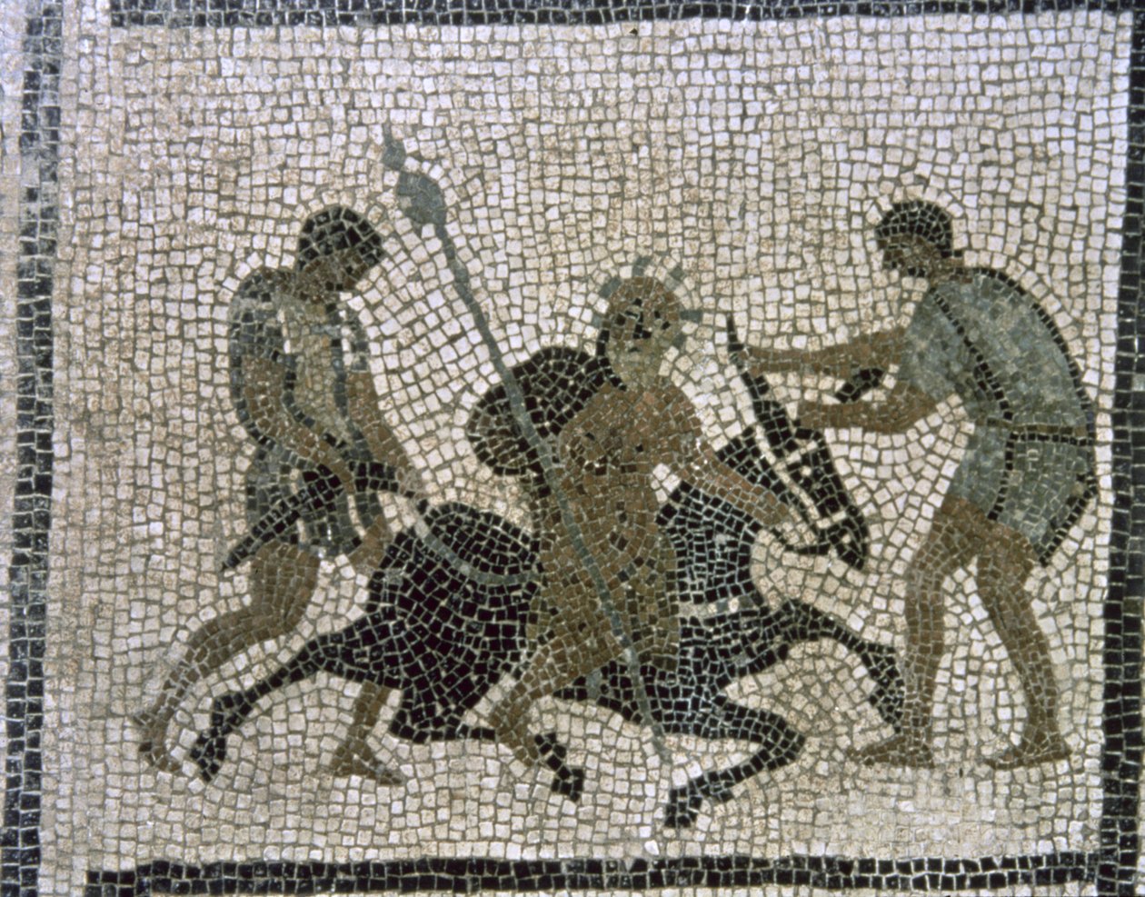 Silenus på et esel, detalj fra en mosaikk av Unbekannter Künstler