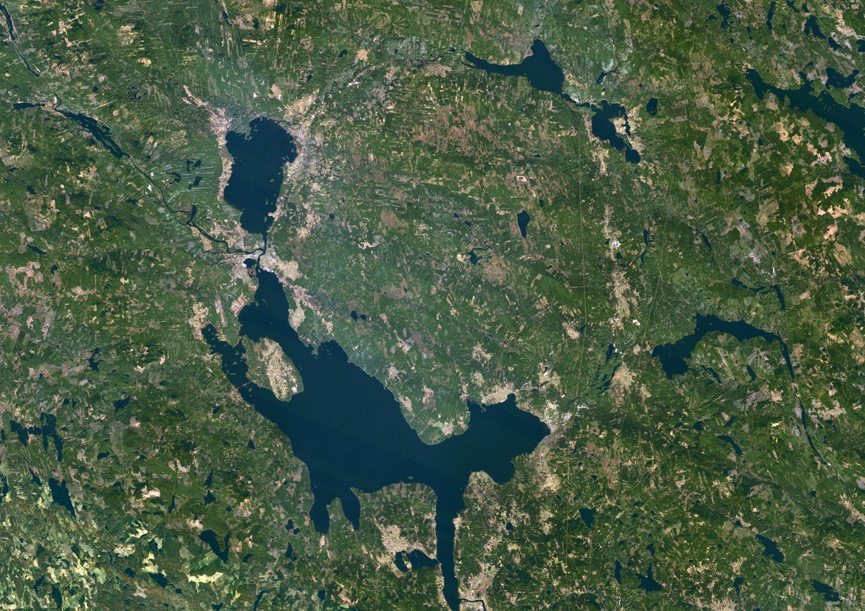 Siljan Meteor Impact Crater, Sverige, ekte farge satellittbilde av Unbekannter Künstler