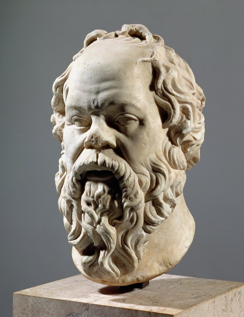 Sokrates, marmorhode, kopi fra en bronse fra Pompeion i Athen, laget av Lysippus, klassisk gresk, ca. 330 f.Kr. av Unbekannt