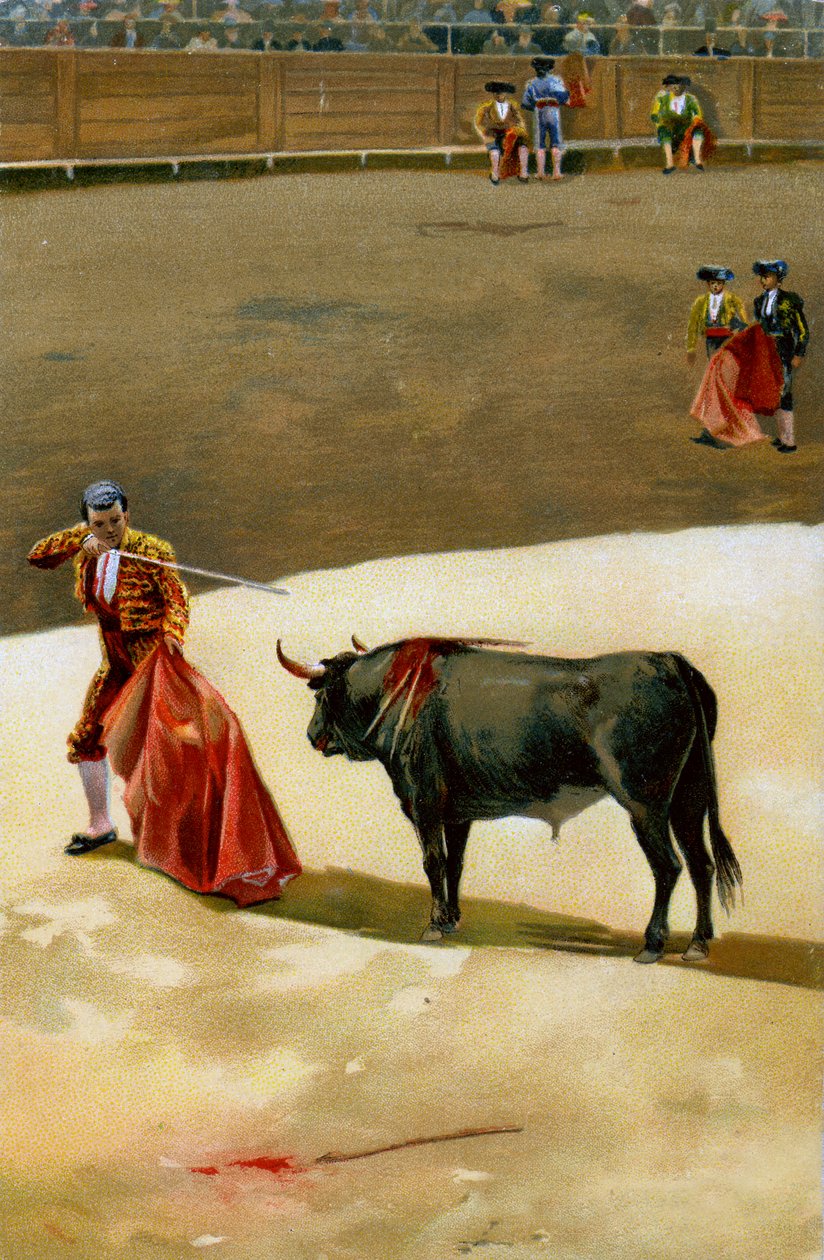 Sport. Tyrefekting. Matadoren som skyver sverdet: estocadaen. Illustrasjon, Tyskland, ca. 1920. av Unbekannter Künstler