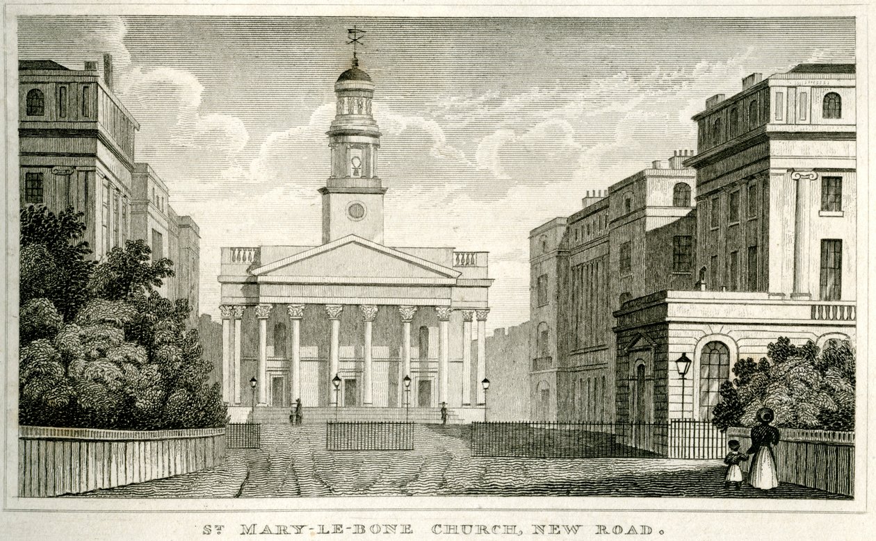 St Mary-le-bone kirke, New Road av Unbekannt